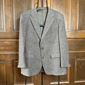 Gant Wool Herringbone Tweed Sports Coat Jacket Blazer 44R Gray/Brown Vintage